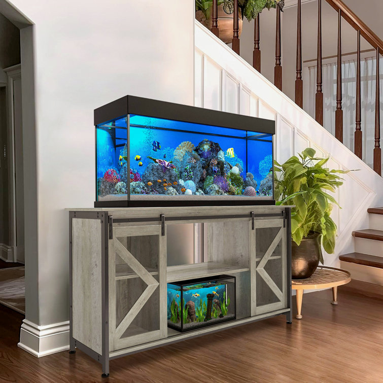 Grey fish shop tank stand